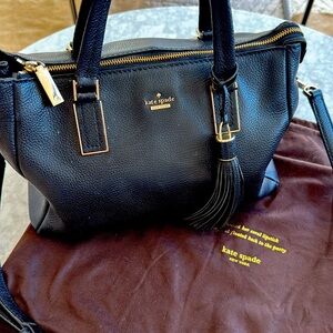 Kate Spade ♠️ Black Leather Spencer Court Tera Satchel Bag Purse